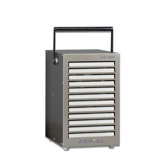 Aerial AD 520 Luftentfeuchter für Räume bis 90 m², mobil, ideal für 10 bis 32 °C Raumtemperatur.
