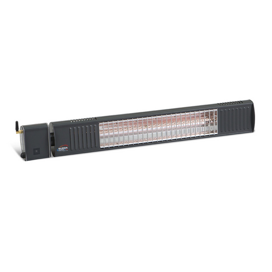 Anthrazitfarbener Burda TERM 2000 Bluetooth Infrarotstrahler für Wand- und Deckenmontage, IP67 wasserdicht.