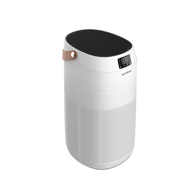 ecoQ CleanAir 400+: Kompakter Luftreiniger für saubere Luft bis 80 m² – leise, effizient & mit integrierter Luftqualitätsanzeige.