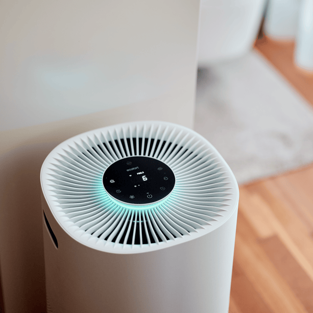 ecoQ CleanAir 600+: Kontrolliere die Luftqualität mit nur einem Blick – effektiv für grosse Wohnflächen bis 130 m².