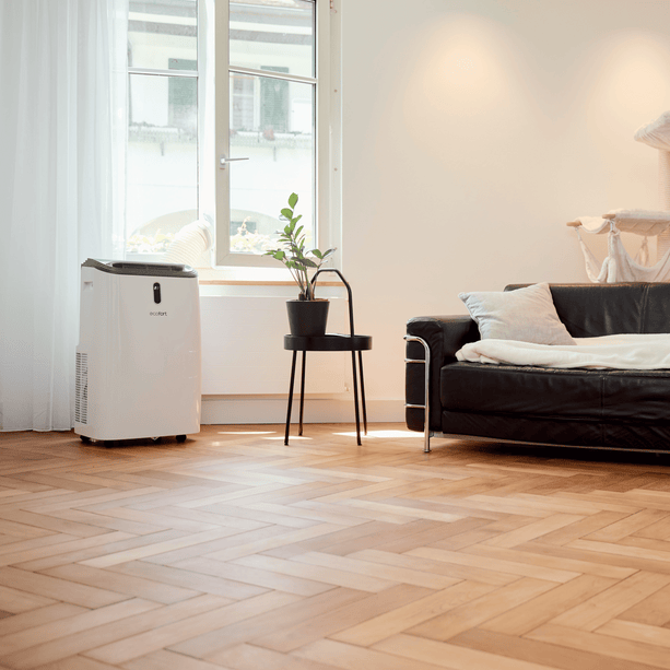 ecoQ CoolAir 16+: Platzsparendes Klimagerät mit App-Steuerung & hoher Effizienz – ideal für Räume bis 45 m².