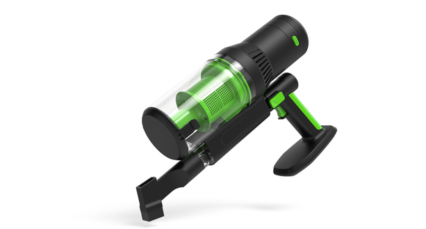 Der kabellose ecoQ Rena Expert Staubsauger mit wechselbarem Akku und integriertem Licht.