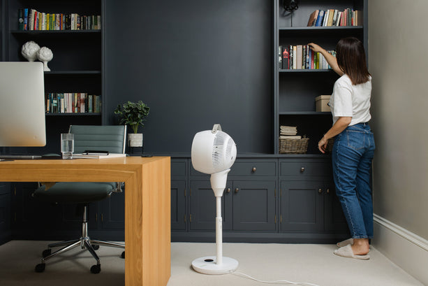 Meaco Air360° Standventilator mit Multi-Swing-Funktion, ultraleise und Fernbedienung.