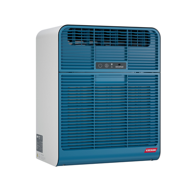 Secomat 2 in Azurblau: Leistungsstarker Wäschetrockner mit stilvollem Look. Energieeffizient, leise und ideal für Waschküchen mit hohem Feuchtigkeitsaufkommen.