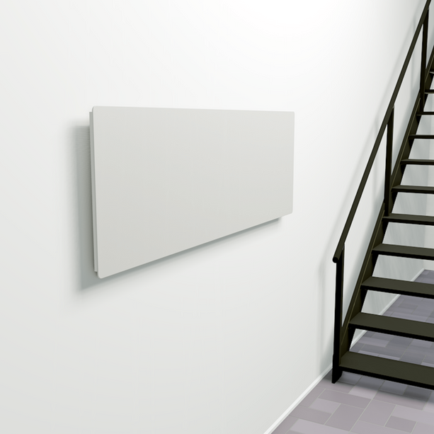 ZenSwiss Niedrigenergie-Infrarotheizung 550W in elegantem Matt Weiss, ideal für Wandmontage oder mobil mit Standfüssen.