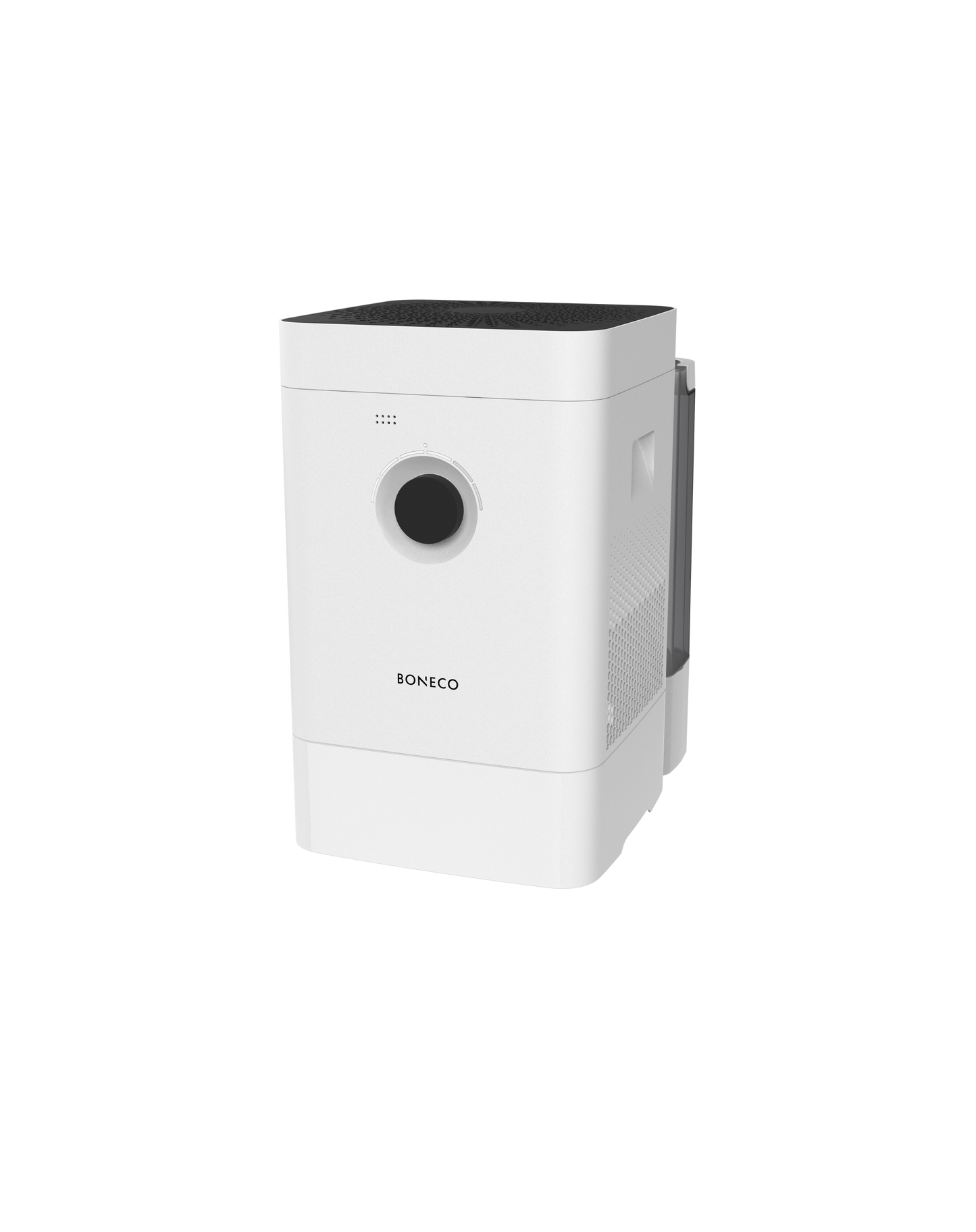 Boneco H400 Hybrid Luftbefeuchter und Luftreiniger im kompakten Design, einfache Bedienung per Knopfdruck.