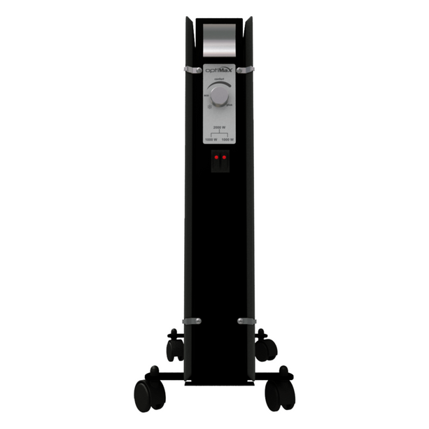 Climastar Optimax Dark Natura Infrarotheizung mit Aluminiumgriff, 1000-2000 Watt und integriertem Thermostat.