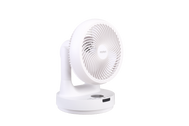 ecoQ SilentAir Tavo Tischventilator in Weiss mit verschiedenen Steuerungsmodi und vertikaler/horizontaler Schwenkfunktion.