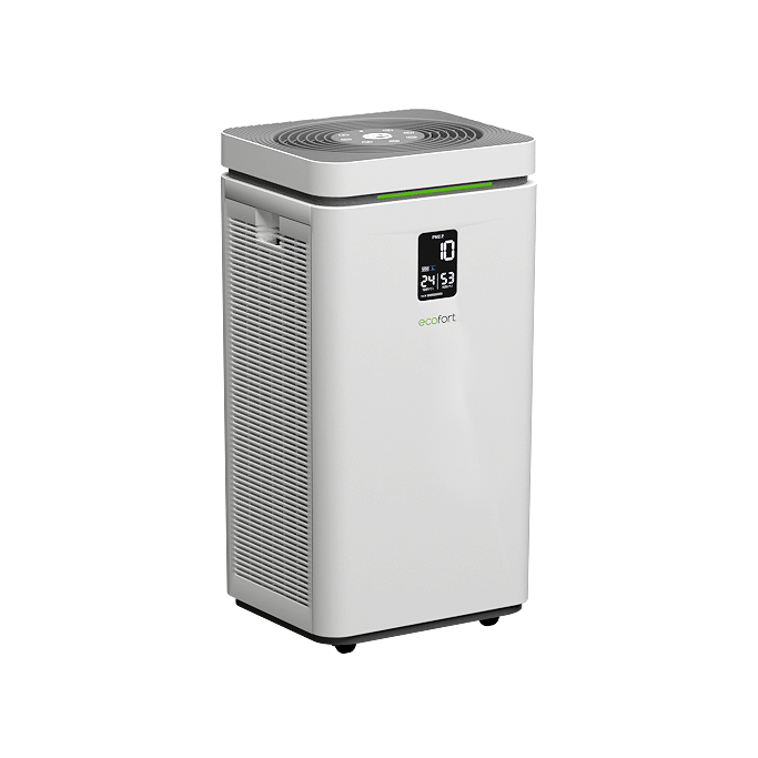 ecoQ CleanAir 800+ Luftreiniger für gesunde Raumluft, leistungsstark mit 800 m³/h und 5 Betriebsstufen.