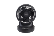 Tischventilator ecoQ SilentAir Tavo in Schwarz mit Fernbedienung und Smart-Modus.