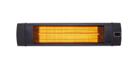 Infrarot-Heizstrahler ecoQ Sole 2000 in Schwarz, geeignet für Wand- und Deckenmontage, mit Fernbedienung und 4 Betriebsstufen.