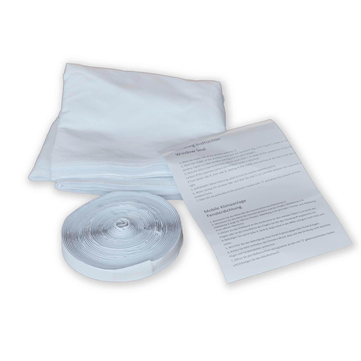 ecoQ Hot Air Stop mit Reissverschluss zur Isolierung gegen Wärme und Mücken, 25 cm breit, 30 cm hoch.