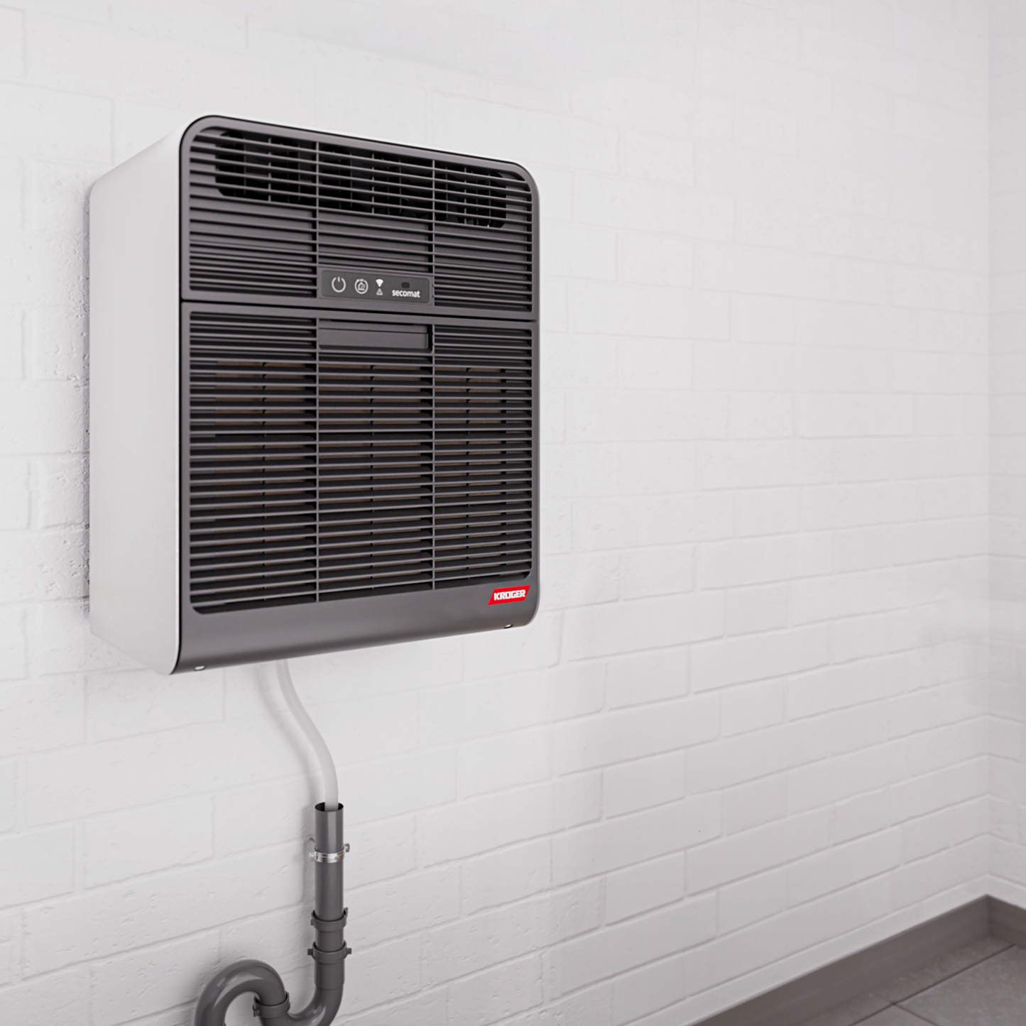 Energieeffizienter Krüger secomat 4 Wäschetrockner mit App-Konnektivität und umweltfreundlichem Design.