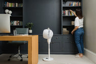 Meaco Air360° Standventilator mit Multi-Swing-Funktion, ultraleise und Fernbedienung.