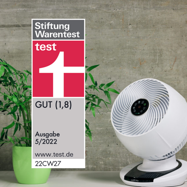 Meaco Air360° Tischventilator mit Multi-Swing-Funktion und ultra-leisem Betrieb für komfortable Kühlung.