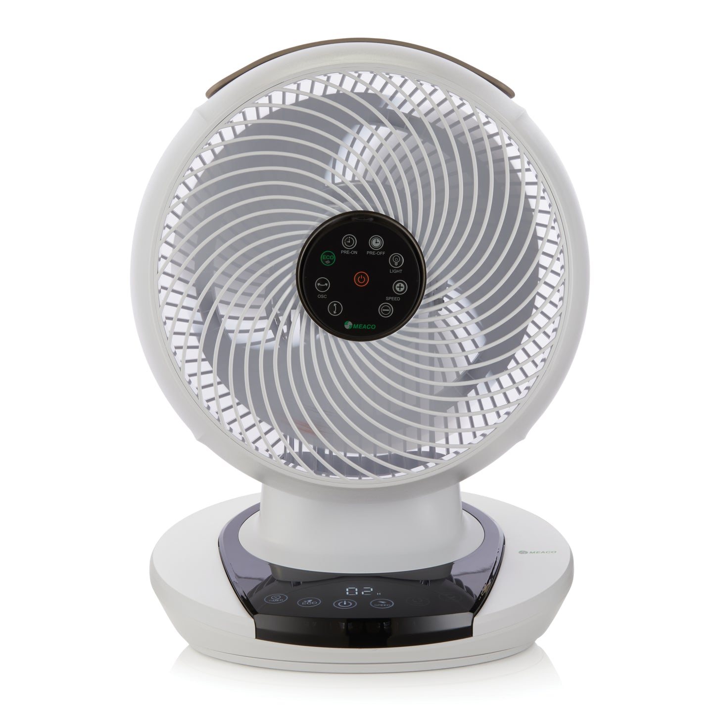 Meaco Air360° Tischventilator mit Multi-Swing-Funktion und ultra-leisem Betrieb, ideal für alle Räume.