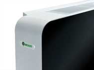 Meaco PowerDry Luftentfeuchter in Schwarz mit Glasfront und Wandmontage, geeignet für Räume bis 300 m².