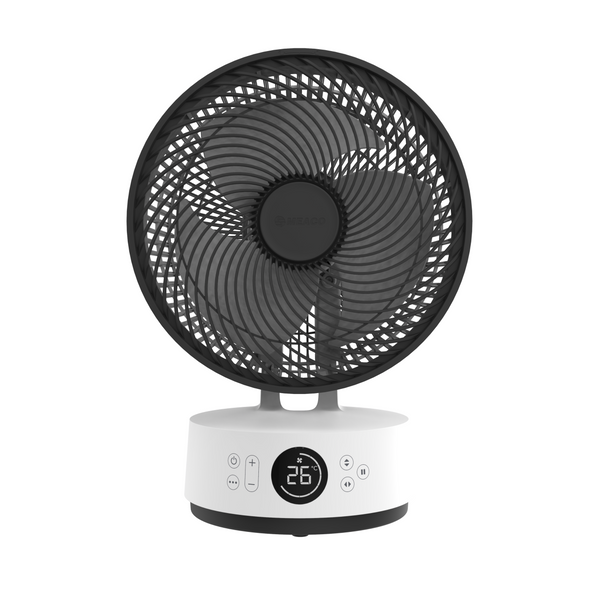 Meaco Sefte® Tischventilator mit leuchtender Fernbedienung und Oszillation für optimale Kühlung.