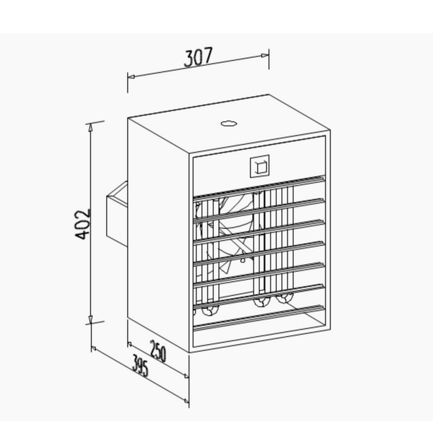 Veab ENV-L 15 kW Elektro-Heizlüfter mit Wandhalterung, Höhe 33.7 cm, Breite 21 cm, für feuchte Räume.