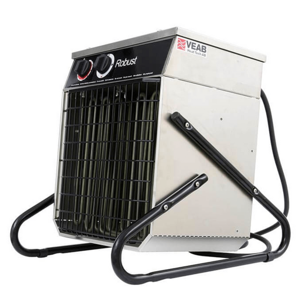 Veab Robust H9 Hochtemperatur Heizlüfter aus Edelstahl, IPX4 spritzwassergeschützt, ideal für Wärmebehandlung.