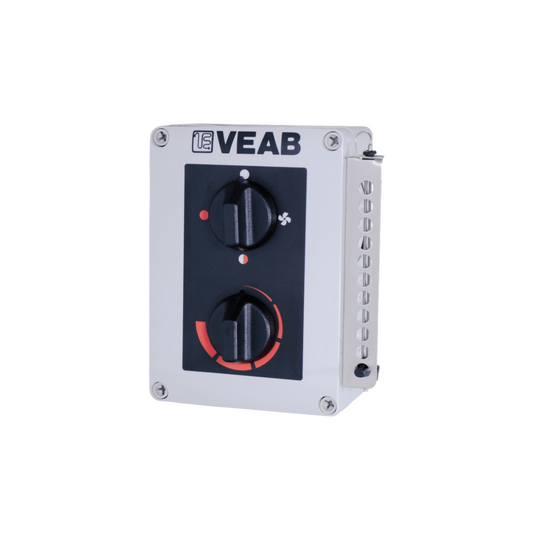 Externe Steuerung mit Thermostat von Veab, eignet sich zur Aufputzmontage, 0,1 kg, nicht programmierbar.