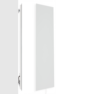 Elegantes ZenSwiss Infrarotpanel 800W in Matt Weiss, 54 x 158 cm, an der Wand montiert.