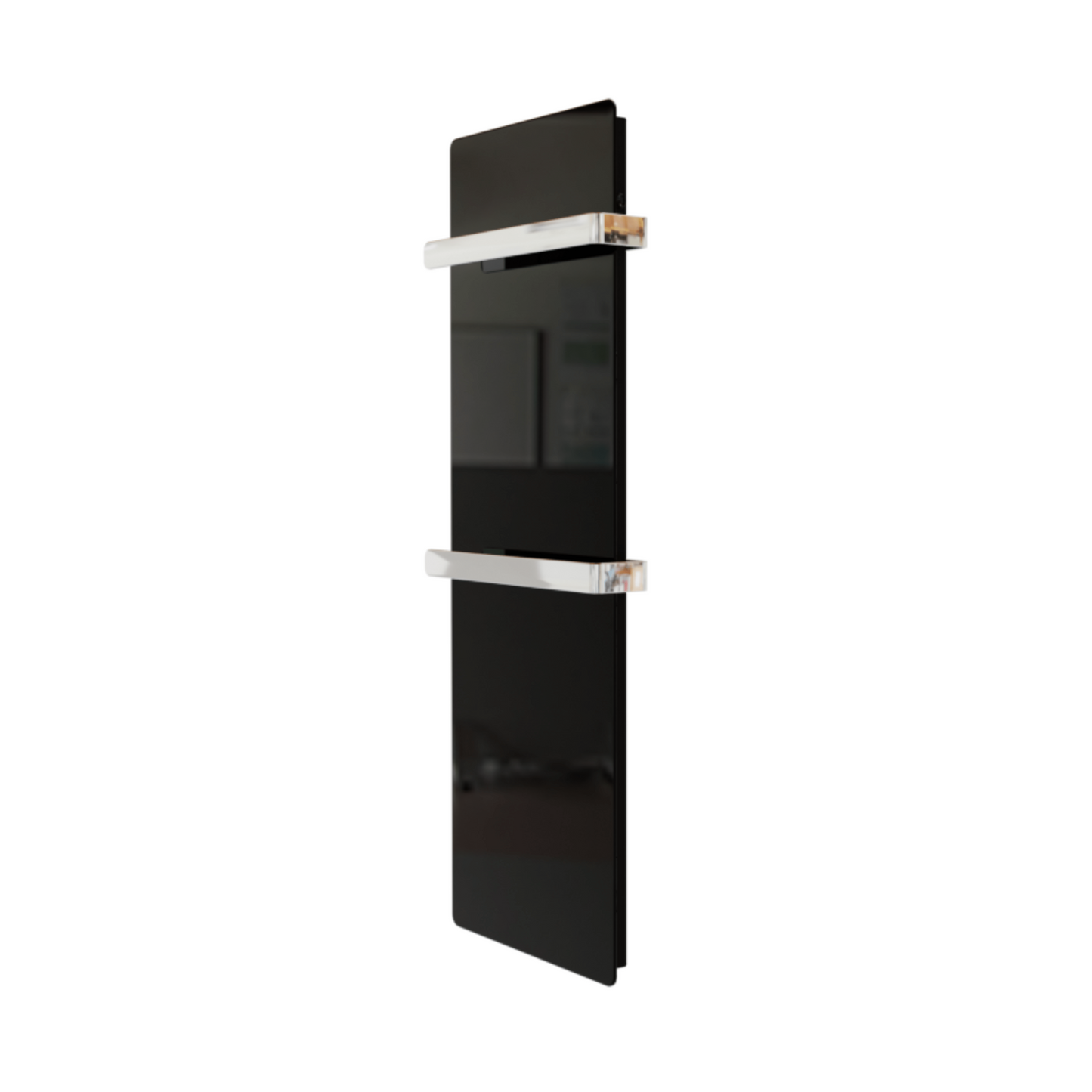 ZenSwiss furo Handtuchtrockner in matt schwarz, 42 x 160 cm, elegantes Design mit hochwertiger Glasfront.