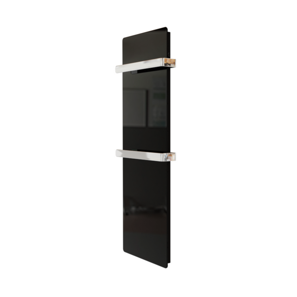 ZenSwiss furo Handtuchtrockner in matt schwarz, 42 x 160 cm, elegantes Design mit hochwertiger Glasfront.